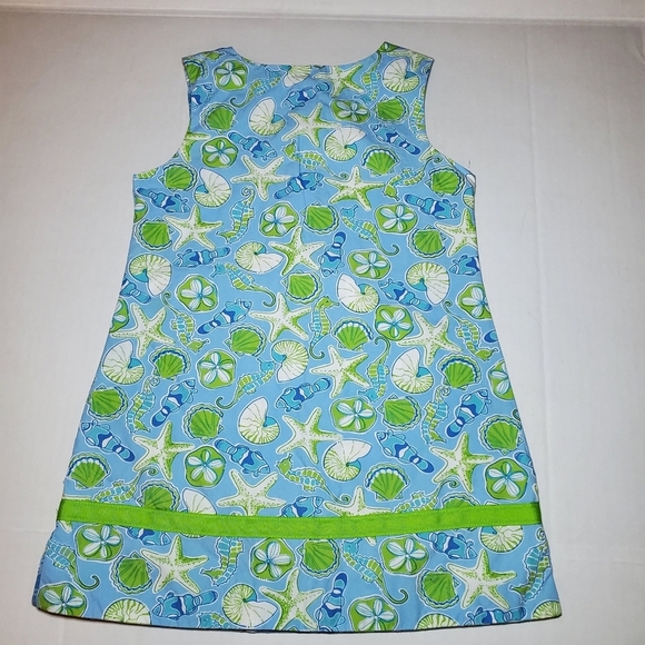 Heartstrings, nautical Dress Blue and Green Starfish/reversible  plaid Sz 4 - Picture 5 of 10